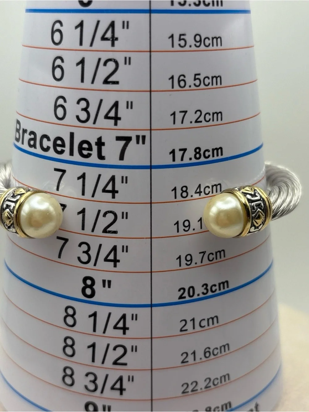 John Medeiros Cuff Bracelet with Pearl Caps and Gold Accents - Silver and Cream